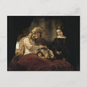 Carte Postale Rembrandt : Jacob bénit les enfants de Joseph