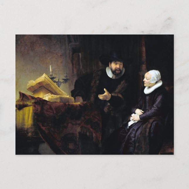 Carte Postale Rembrandt Le Mennonite Pracher Anslo et sa femme (Devant)
