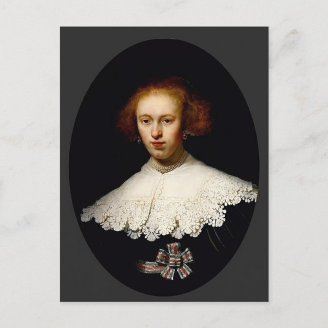 Carte Postale Rembrandt - Portrait d'une jeune femme (Devant)