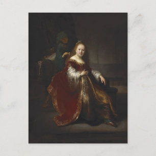 Carte Postale Rembrandt : Une jeune femme aux toilettes