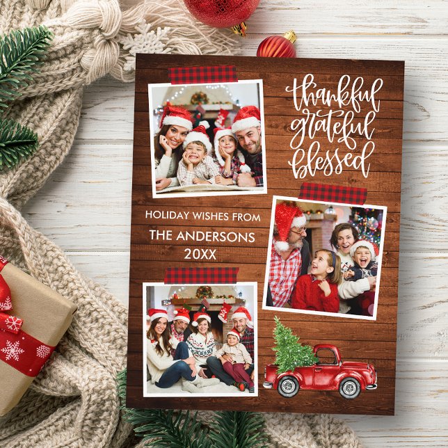 Carte Postale Remercié Grateful Blessé Bois Camion Plaid Bande (Customize to change your personalized text size or text style.)