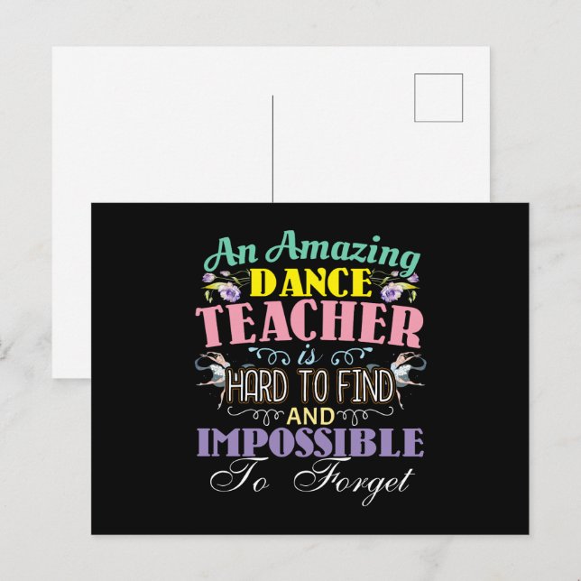 Carte Postale Remerciement à un professeur de ballet - Citation  (Devant / Derrière)