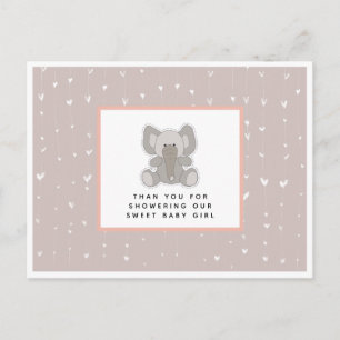 Carte Postale Remerciement Baby Shower Éléphant Bébé Adorable