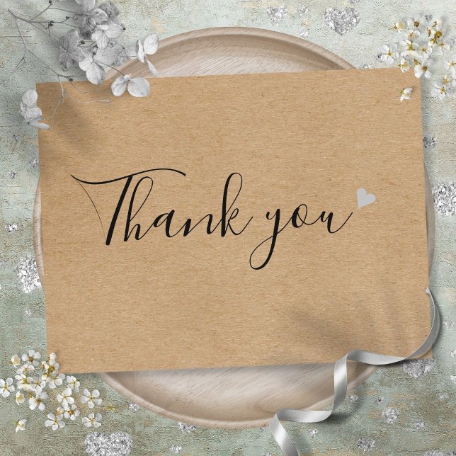Carte Postale Remerciement d'affaires de Rustic Kraft Script (Rustic Kraft Script Business Thank You Postcard)