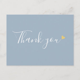 Carte Postale Remerciement d'affaires de script de coeur d'or bl