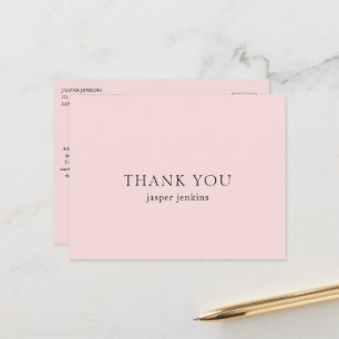 Carte Postale Remerciement d'affaires Moderne Rose Minimaliste