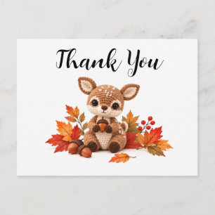 Carte Postale Remerciement d'automne de faon au crochet