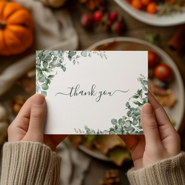 Carte Postale Remerciement de Baby Shower au Eucalyptus Aquarell (Watercolor Eucalyptus Bridal Shower Thank You Postcard)