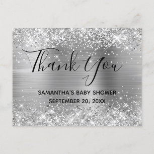 Carte Postale Remerciement de Baby Shower en Papier Aluminium Ar