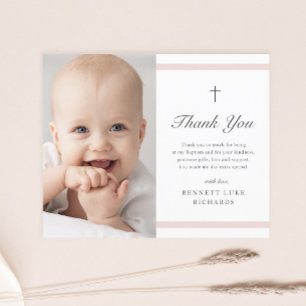 Carte Postale Remerciement de baptême pour filles élégance moder
