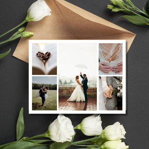 Carte Postale Remerciement de Collage de Mariage Élégant