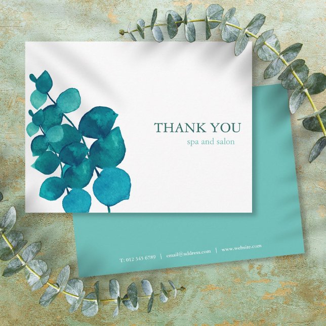 Carte Postale Remerciement de feuilles d'eucalyptus pour entrepr (Modern Business Eucalyptus Leaves Thank You Postcard)