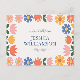 Carte Postale Remerciement de fin d'études de style floral rétro