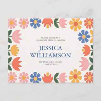Carte Postale Remerciement de fin d'études de style floral rétro