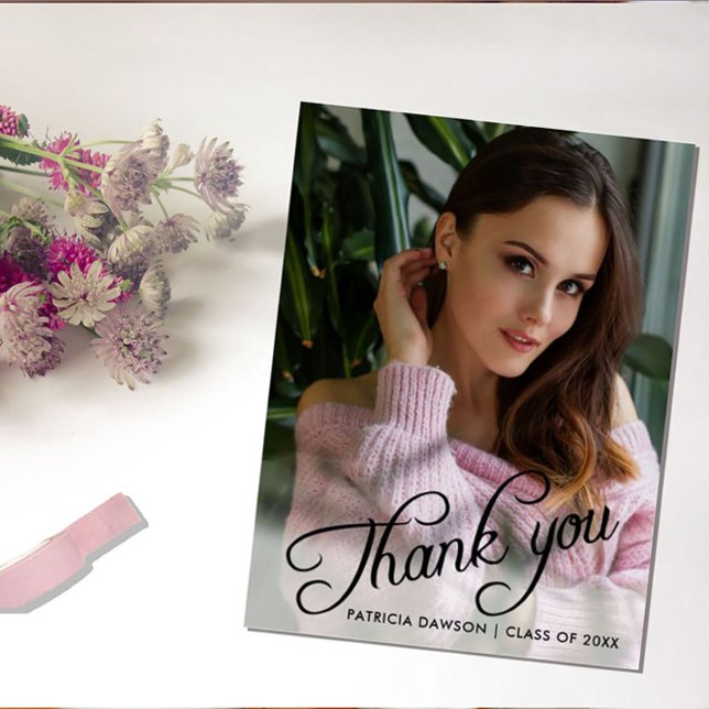 Carte Postale Remerciement de fin d'études en calligraphie éléga (Créateur téléchargé)