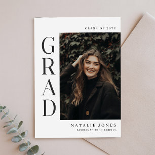 Carte Postale Remerciement de fin d'études en noir et blanc avec