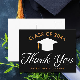 Carte Postale Remerciement de fin d'études sur mesure en Or Noir