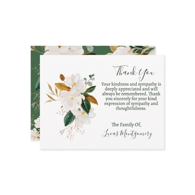 Carte Postale Remerciement de funérailles Magnolia, Sympathie   (Devant/Arrière en situation)