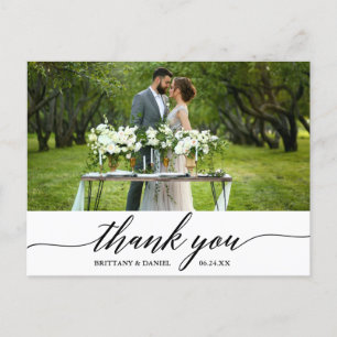Carte Postale Remerciement de mariage à la calligraphie élégante