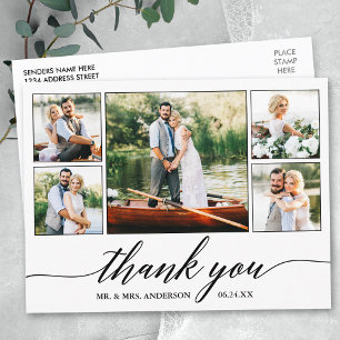 Carte Postale Remerciement de mariage à la calligraphie moderne 