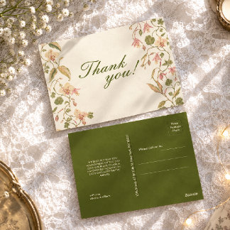 Carte Postale Remerciement de mariage à la vigne fleurie verte e