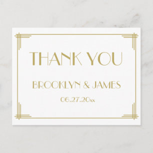Carte Postale Remerciement de mariage Art Déco Gatsby le Magnifi