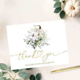 Carte Postale Remerciement de mariage automnal Citrouille Verdur