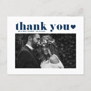 Carte Postale Remerciement de mariage avec typographie rétro gra