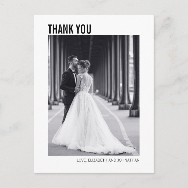 Carte Postale Remerciement de mariage avec une typographie simpl (Devant)