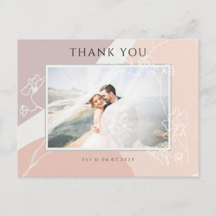 Carte Postale Remerciement de mariage botanique moderne coup de 