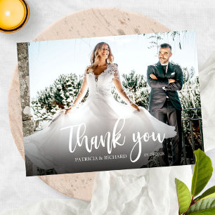 Carte Postale Remerciement de mariage calligraphie élégante phot