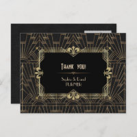 Remerciement de mariage Charm Or Noir Gatsby