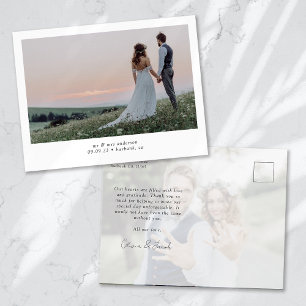 Carte Postale Remerciement de mariage de calligraphie de photo 2