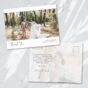 Carte Postale Remerciement de mariage de calligraphie de photo 2