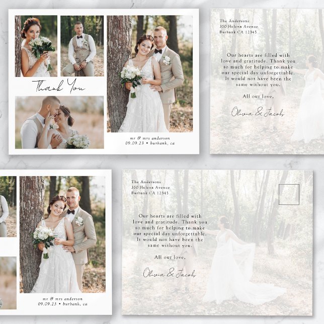 Carte Postale Remerciement de mariage de calligraphie de photo 5 (Créateur téléchargé)