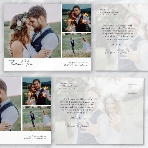 Carte Postale Remerciement de mariage de calligraphie de photo m