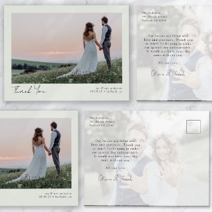 Carte Postale Remerciement de mariage de calligraphie photo 2 Mi