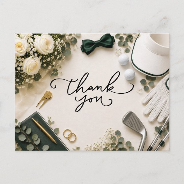 Carte Postale Remerciement de mariage de golf  (Devant)