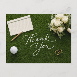 Carte Postale Remerciement de mariage de golf écrit à la main su