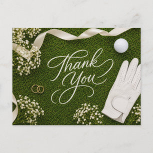 Carte Postale Remerciement de mariage de golf écrit à la main su