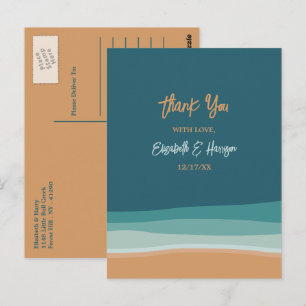 Carte Postale Remerciement de mariage de plage océanique abstrai