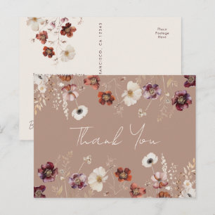 Carte Postale Remerciement de mariage de prairie de fleurs sauva
