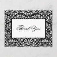 Remerciement de mariage élégant noir et blanc dama