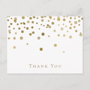 Carte Postale Remerciement de mariage élégant or et blanc