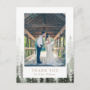 Carte Postale Remerciement de mariage en forêt de pins