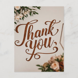 Carte Postale Remerciement de mariage en lettrage rustique à la 