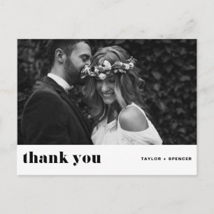 Carte Postale Remerciement de mariage en typographie gras Rétro 