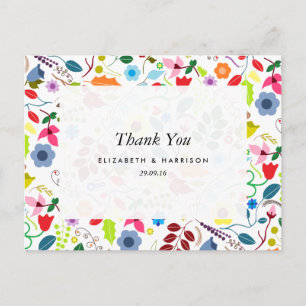 Carte Postale Remerciement de mariage floral Boho Chic moderne