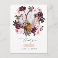 Remerciement de mariage floral en velours profond 