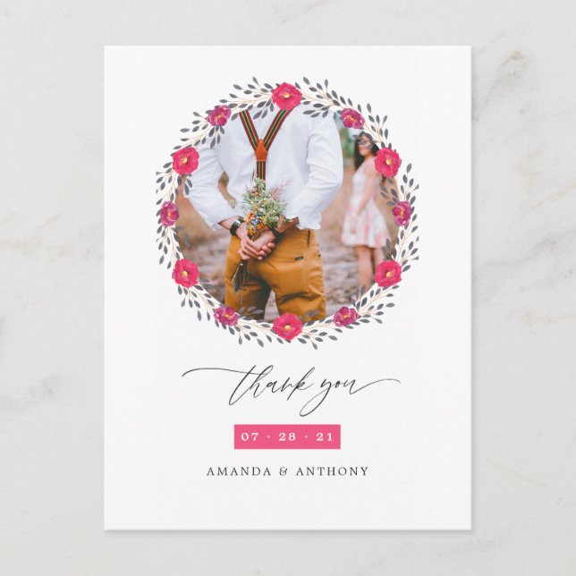 Carte Postale Remerciement de mariage Floral Safari (Devant)